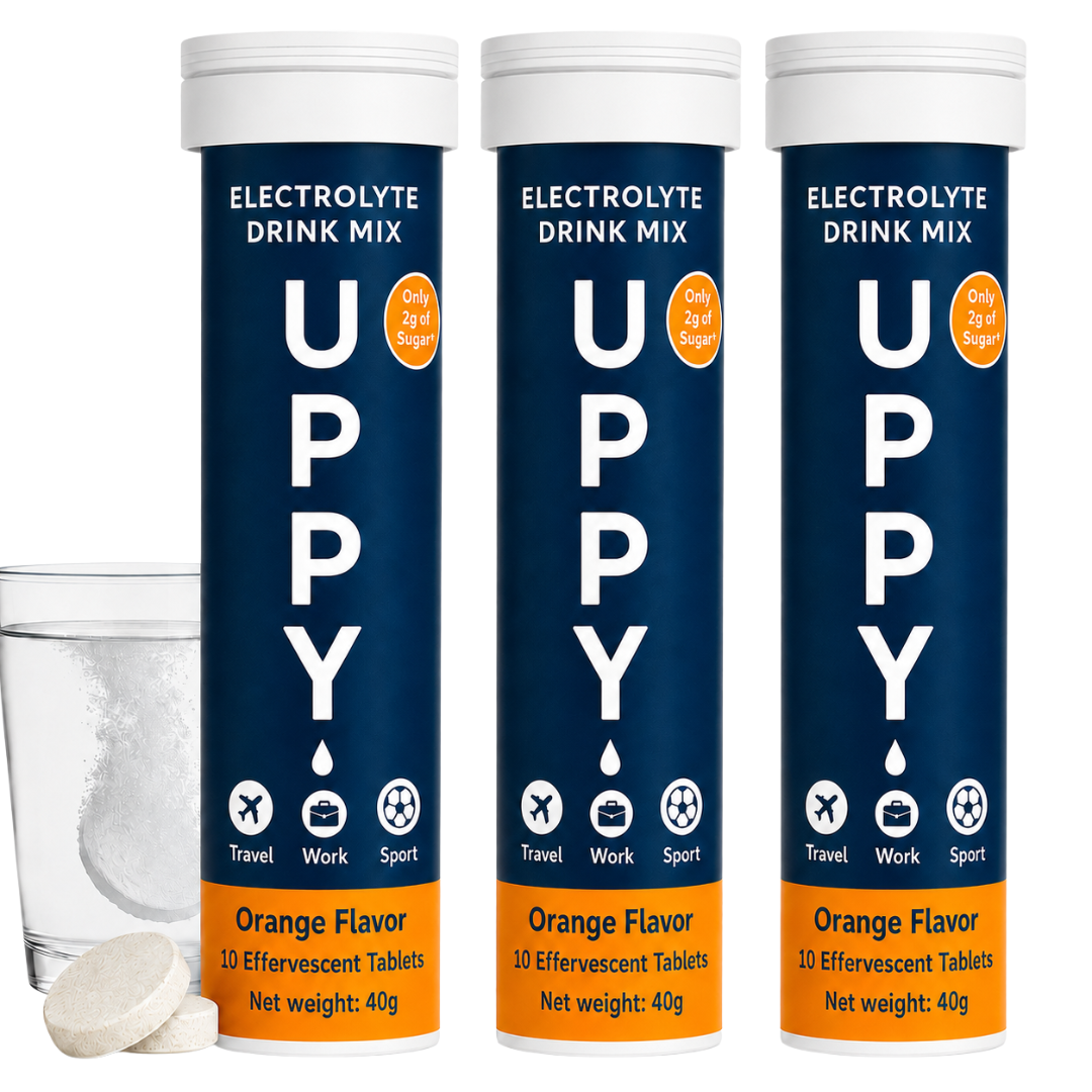 Uppy!  Electrolyte Hydration Drink Mix Tablets, 30 Count  – Jet Lag & Daily Hydration
